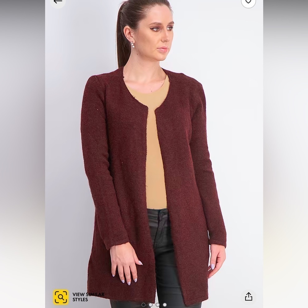 NWOT MARKET & SPRUCE Women Lakeisha Open Front Cardigan, Burgundy SIZE SMALL